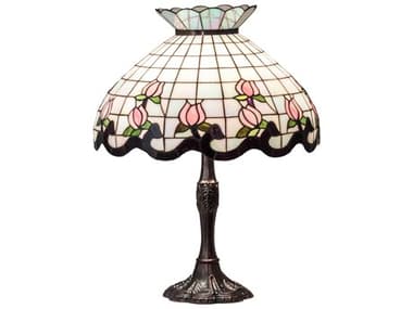 Meyda Roseborder Glass Tiffany Mahogany Bronze Buffet Lamp MY232791