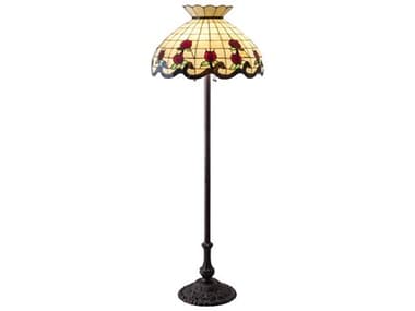 Meyda Roseborder Glass Tiffany 62" Tall Mahogany Bronze Floor Lamp MY228098