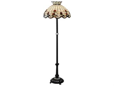 Meyda Roseborder Glass Tiffany 62" Tall Mahogany Bronze Floor Lamp MY228514