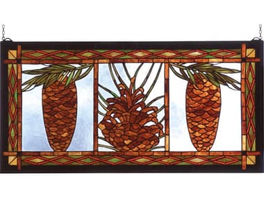 Meyda Northwood's Pinecone Stained Glass Window MY81470