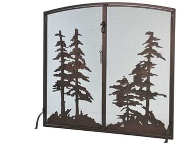 Meyda Tall Pines Operable Door Arched Fireplace Screen MY106333