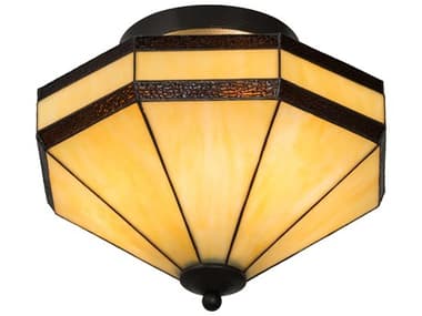 Meyda 3-Light Bronze Glass Semi Flush Mount MY182677