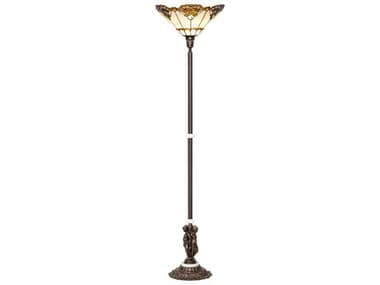 Meyda Shell With Jewels Glass Tiffany 73" Tall Mahogany Bronze Floor Lamp MY228408