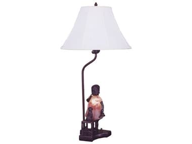 Meyda Lighting Silhouette Girl with Kitten Accent White Table Lamp MY24166