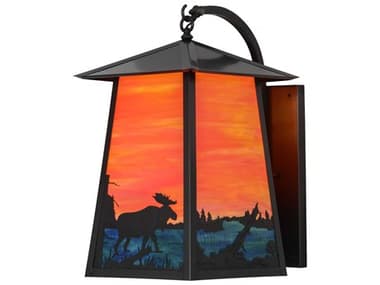 Meyda Stillwater Moose At Lake 25" Tall On Oa Craftsman Brown Wall Sconce MY147998