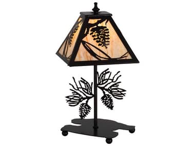 Meyda Whispering Pines Glass Rustic Lodge Yellow Table Lamp MY180439