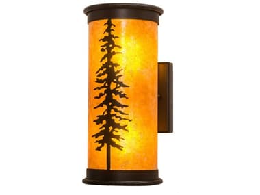 Meyda Tall Pines 12" 2-Light Black Amber Mica Brown Wall Sconce MY213430