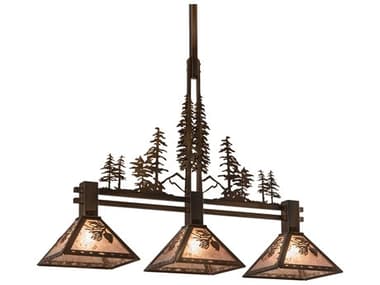 Meyda Tall Pines 45" 3-Light Antique Copper Silver Island Pendant MY214364