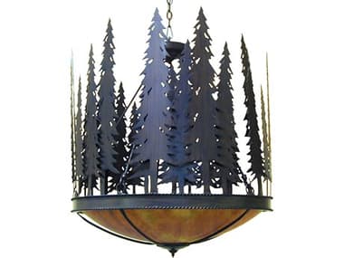 Meyda Tall Pines 30" 5-Light Rustic Iron Gray Bowl Pendant MY140717