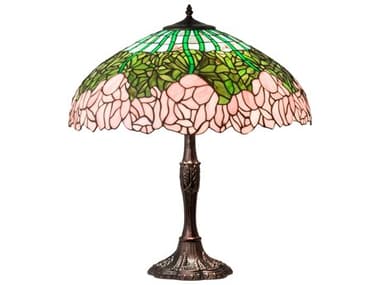 Meyda Tiffany Cabbage Rose Glass Mahogany Bronze Buffet Lamp MY232802
