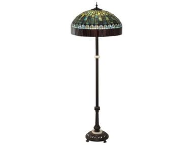 Meyda Tiffany Candice Glass 62" Tall Mahogany Bronze Floor Lamp MY229127