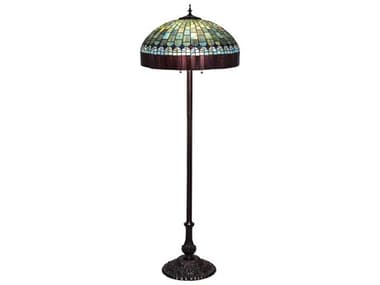 Meyda Tiffany Candice Glass 62" Tall Mahogany Bronze Floor Lamp MY26491