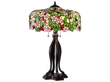 Meyda Tiffany Cherry Blossom Glass Mahogany Bronze Buffet Lamp MY126749