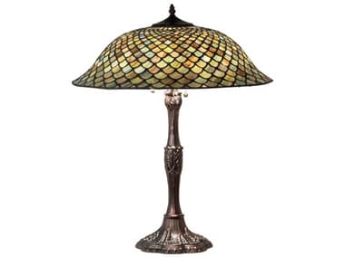 Meyda Tiffany Fishscale Glass Mahogany Bronze Buffet Lamp MY147470