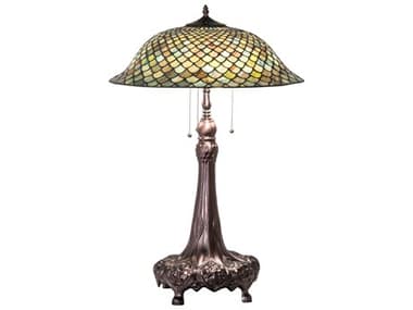 Meyda Tiffany Fishscale Glass Mahogany Bronze Buffet Lamp MY230465