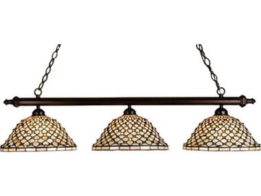 Meyda Diamond & Jewel 3-Light Bronze Tiffany Dome Geometric Island Pendant MY18848