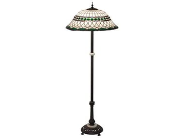 Meyda Tiffany Roman Glass 62" Tall Mahogany Bronze Floor Lamp MY189107