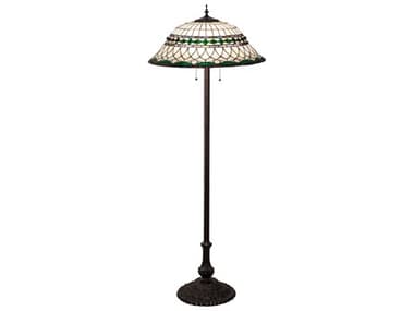 Meyda Tiffany Roman Glass 62" Tall Mahogany Bronze Floor Lamp MY31975