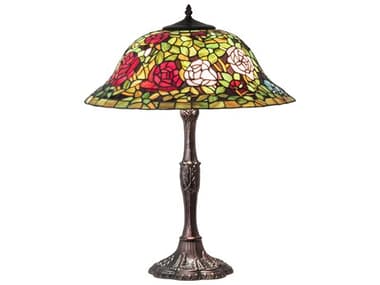 Meyda Tiffany Rosebush Glass Mahogany Bronze Buffet Lamp MY232799