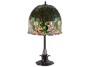 Meyda Tiffany Vizcaya Leafy Green & Pink Table Lamp MY138581
