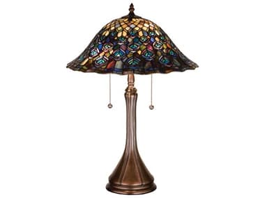 Meyda Tiffany Peacock Feather Brown Table Lamp MY14574