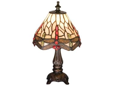 Meyda Tiffany Hanginghead Dragonfly Beige Mini Brown Table Lamp MY17525