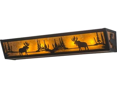 Meyda Moose At Lake 36" Wide 4-Light Black Glass Vanity Light MY176495