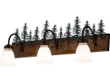 Meyda 3-Light Copper Glass Vanity Light MY180396
