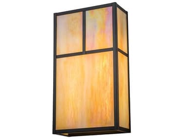 Meyda Hyde Park T Mission 18" Tall 2-Light Brown Glass Wall Sconce MY187851