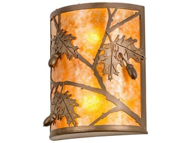 Meyda Oak Leaf & Acorn Glass Rustic Lodge Wall Sconce MY188603