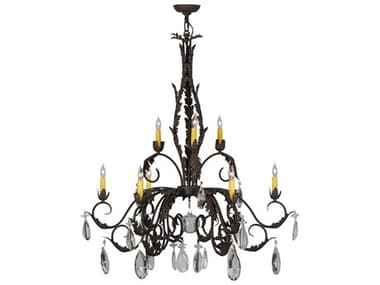 Meyda New Country French 38" Wide 9-Light Bronze Crystal Candelabra Tiered Chandelier MY143064