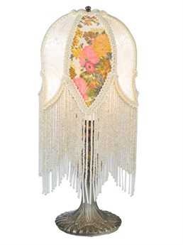 Meyda Fabric & Fringe Victorian Tulip Accent Gray Table Lamp MY109198