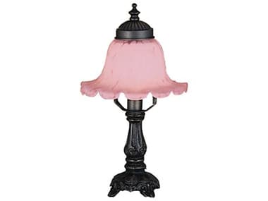Meyda Bell Pink Mini Bronze Glass Table Lamp MY11247