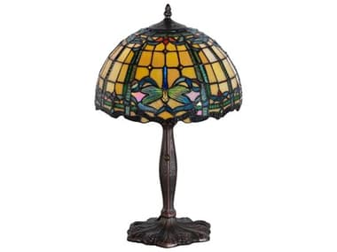 Meyda Dragonfly Accent Bronze Tiffany Table Lamp MY138586