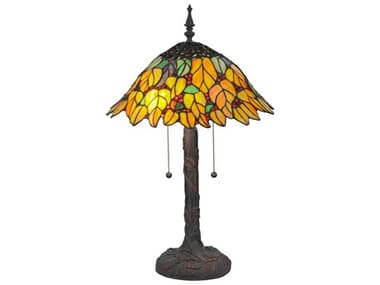 Meyda Follaje Sunrise Brown Tiffany Table Lamp MY139603