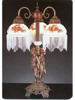Meyda Rose Bouquet 3 Arm Fringed Accent Brown Table Lamp MY27085