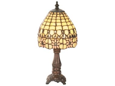 Meyda Victorian Flourish Beige Mini Brown Tiffany Table Lamp MY49190