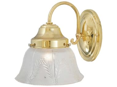 Meyda Victorian 8" Tall 1-Light Brass Glass Wall Sconce MY107875