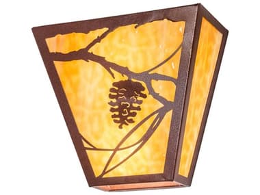 Meyda Whispering Pines 11" Tall 2-Light Rust Brown Glass Wall Sconce MY225720