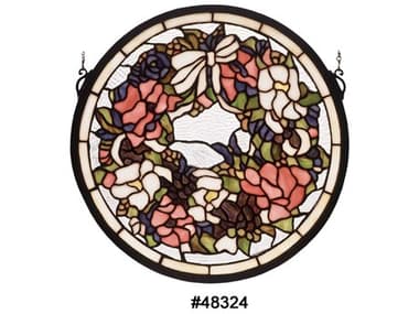 Meyda Wreath & Garland Medallion Stained Glass Window MY48324