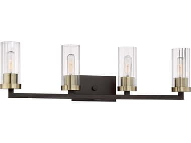 Minka Lavery Ainsley Court 32&quot; Wide 4-Light Aged Kinston Bronze With Brushed Glass Vanity Light MGO3044560