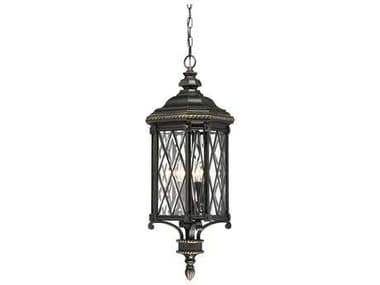 Minka Lavery Bexley Manor Black with Gold Highlights Glass Outdoor Hanging Light MGO9324585
