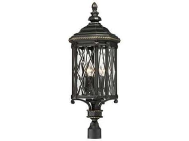 Minka Lavery Bexley Manor Black with Gold Highlights Glass Outdoor Post Light MGO9326585