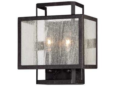 Minka Lavery Camden Square 9" Tall Aged Charcoal Black Glass Wall Sconce MGO4870283