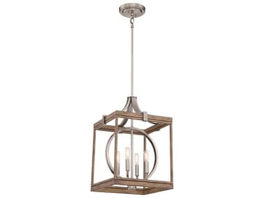 Minka Lavery Country Estates 14" Wide 4-Light Sun Faded Wood Brushed Nickel Brown Candelabra Linear Chandelier MGO4014280