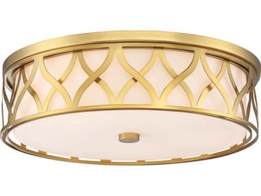 Minka Lavery 20&quot; 1-Light Liberty Gold Glass LED Dome Drum Flush Mount MGO1840249L