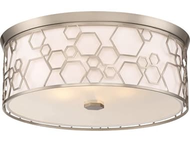 Minka Lavery 17" 1-Light Brushed Nickel Glass LED Dome Drum Flush Mount MGO84584L