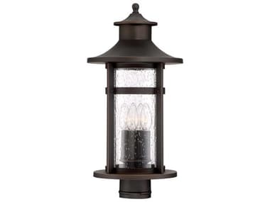 Minka Lavery Highland Ridge Oil Rubbed Bronze with Gold Highlights Glass Outdoor Post Light MGO72556143C
