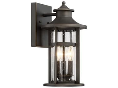 Minka Lavery Highland Ridge Oil Rubbed Bronze with Gold Highlights Glass Outdoor Wall Light MGO72552143C