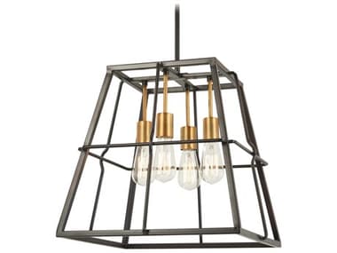 Minka Lavery Keeley Calle 4-Light Painted Bronze Natural Brushed Brass Geometric Pendant MGO4763416